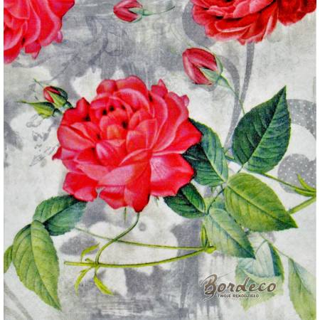 Serwetka decoupage firmy NOUVEAU róża czerwona 33x33cm